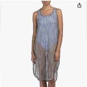 Elif for Jordan Taylor Wm’s Sz Lrg Taupe Gold Mesh Sleeveless Cover Up Top Dress